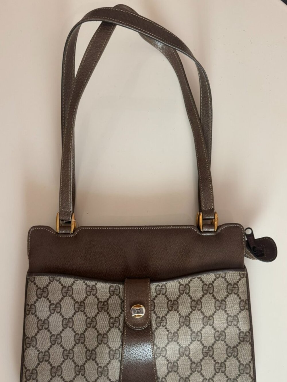 Vintage Gucci GG Monogram Brown PVC Shoulder Bag